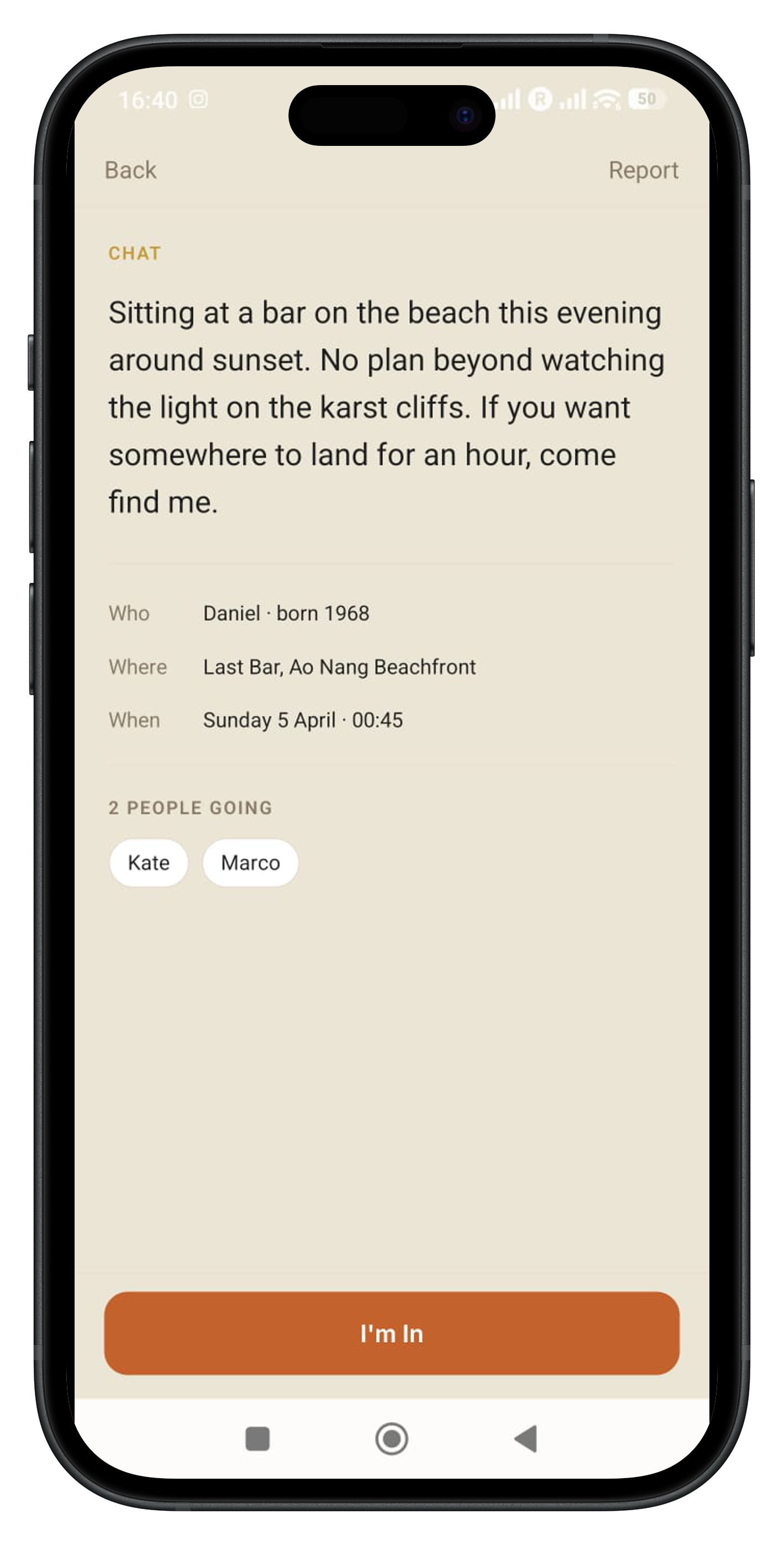 A real invitation in the Hearth app